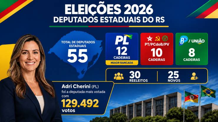 Eleições 2026: veja os 55 deputados estaduais eleitos no RS